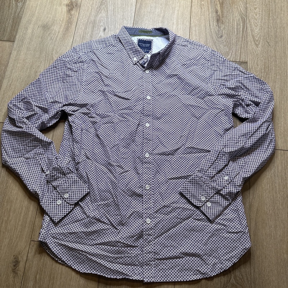 Denim &‎ Flower Men's Long Sleeve Dress Shirt Flower Pattern L Preowned